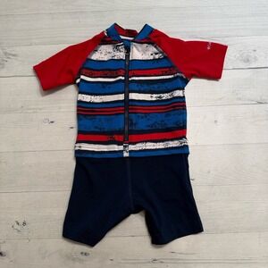 Columbia kids one piece rashguard red white‎ blue swimsuit 6-12 months